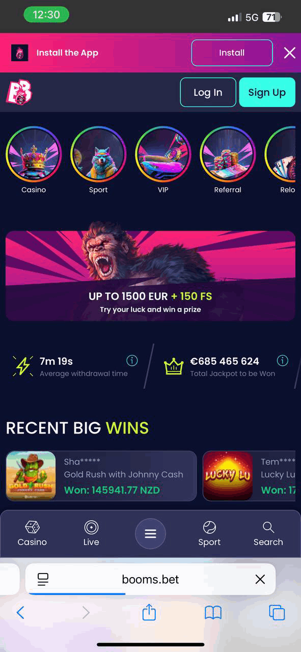 BoomsBet Casino — mobiel